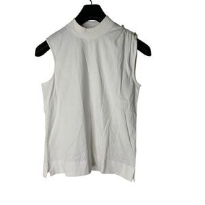 Ganni 100% cotton tank top sleeveless white women's size XS NEW WITH TAGS